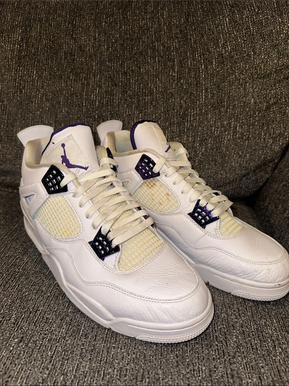 Jordan Men’s White and Purple Retro Sneakers